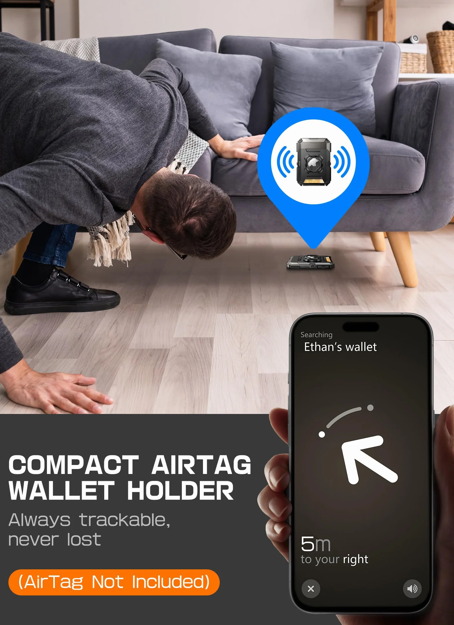 SUPCASE Portfel MagSafe z uchwytem na AirTag, magnetyczny portfel Airtag dla mężczyzn, [mieści 5 kart] [Regulowany stojak] [Blokowanie RFID] Statyw na karty telefoniczne do iPhone'a serii 17/16/15/14