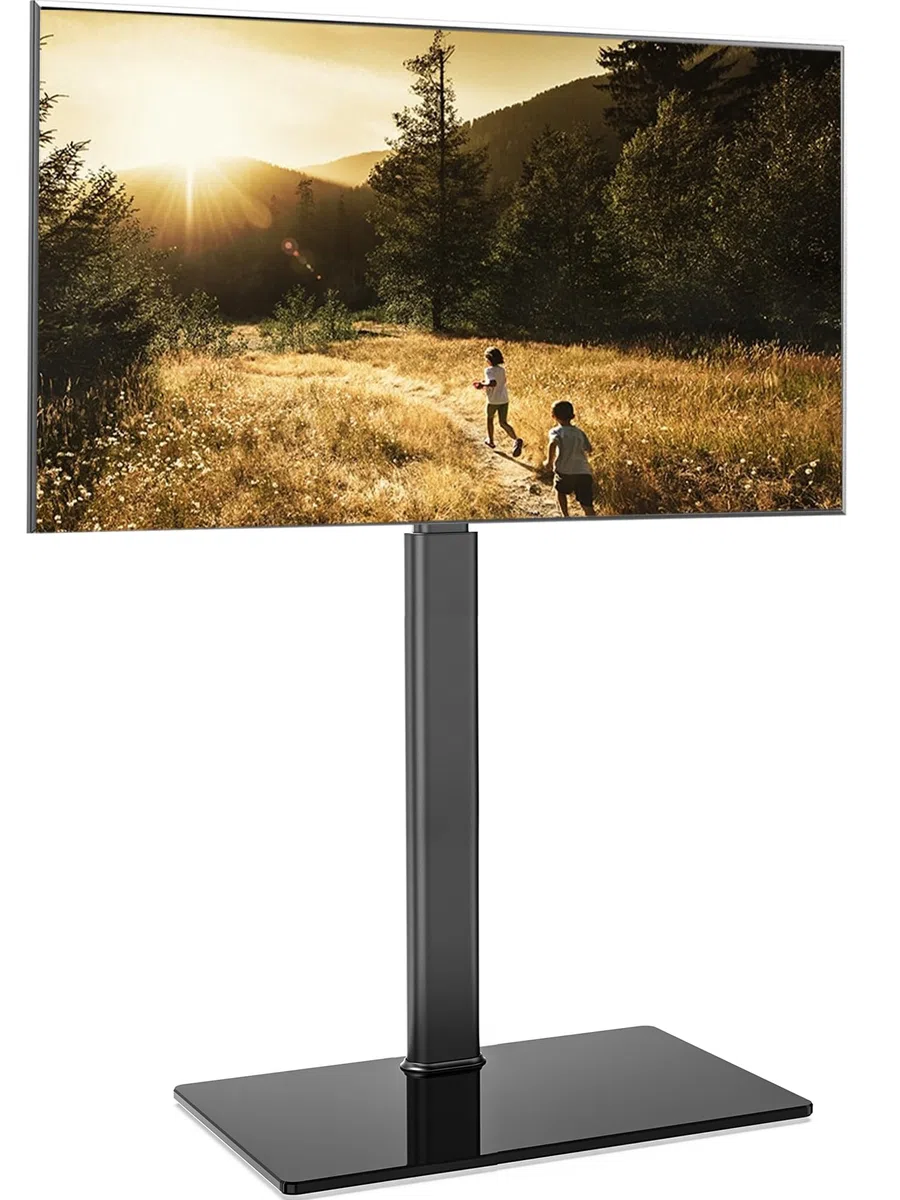 FITUEYES Stojak pod telewizor, regulacja wysokości, obrotowy, do telewizorów płaskich i zakrzywionych o przekątnej od 32 do 60 cali, maks. do 30 kg, VESA 600 x 400, czarny