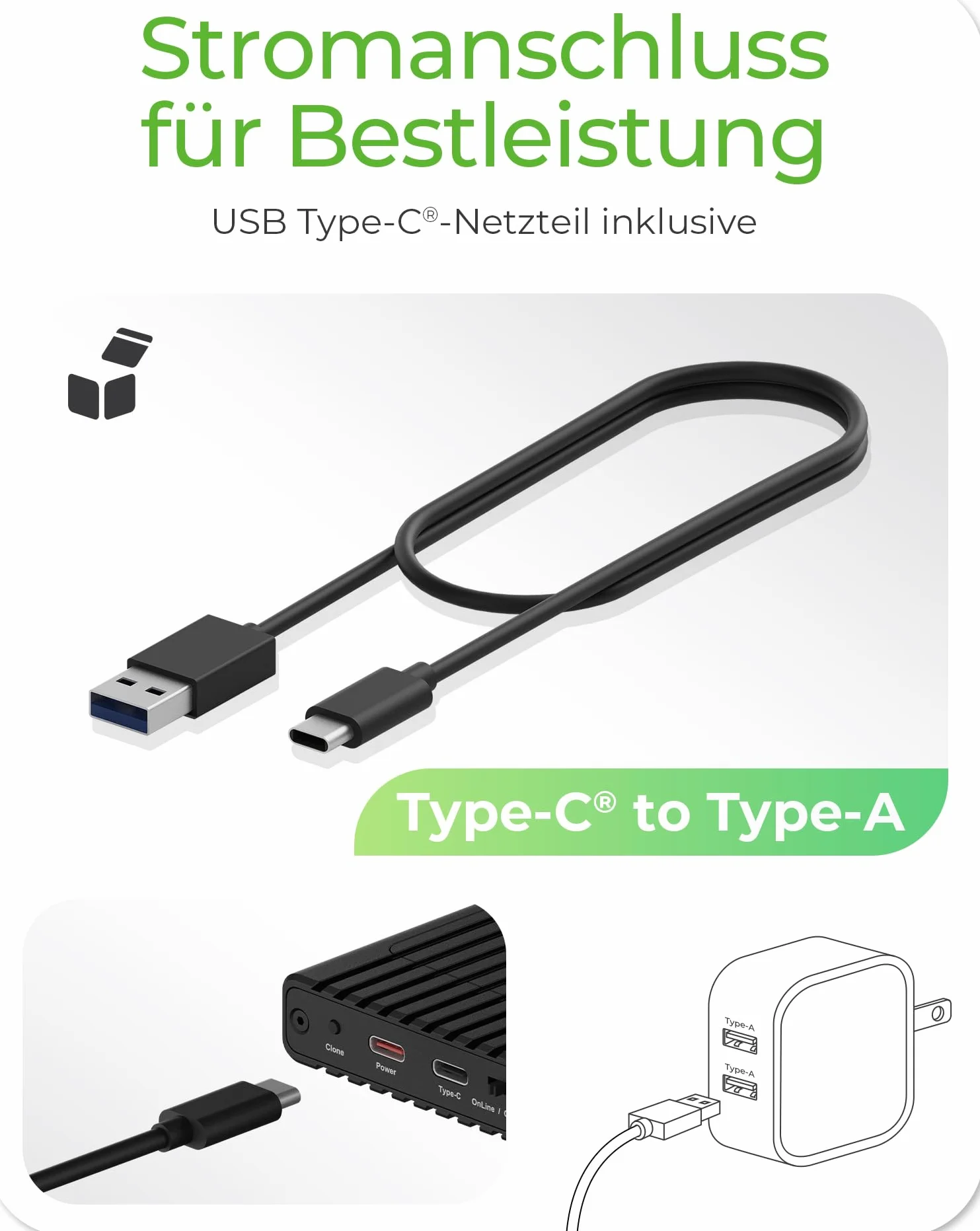 ICY Box M.2 NVMe SSD stacja dokująca USB 3.2 Gen 2 (10 Gbit/s), stacja klonowania i czytnik NVMe, zewnętrzna, adapter, USB-C i USB-A, IB-2817MCL-C31