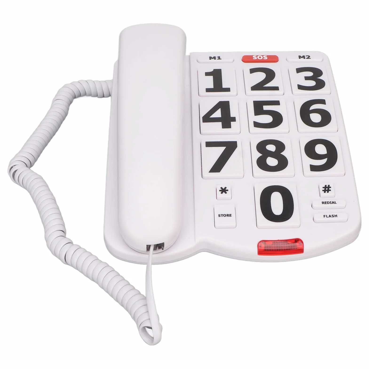 Telefon Stacjonarny z Dużymi Przyciskami dla Seniorów z Pamięcią Numerów i Regulacją Głośności