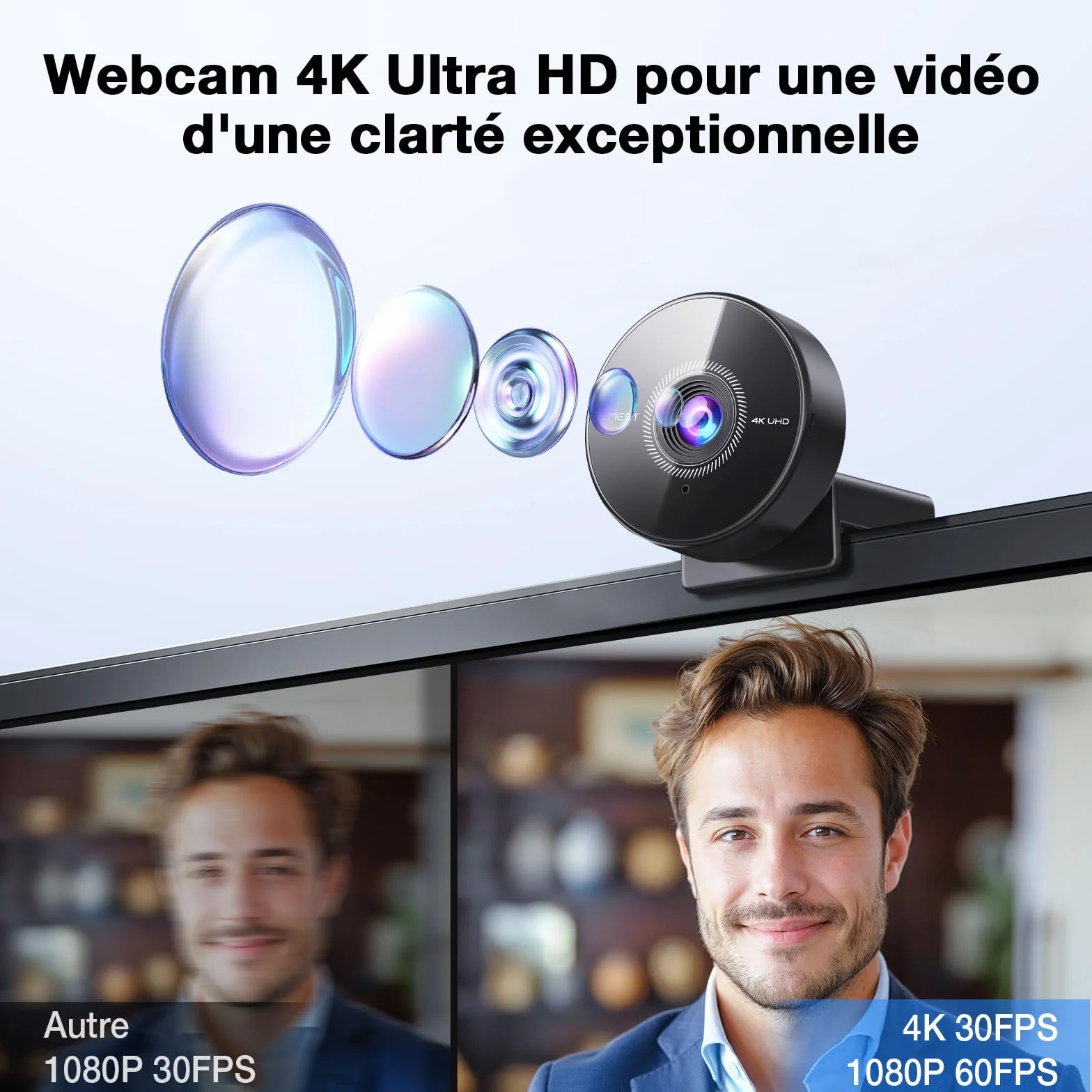 EMEET C950 kamera internetowa 4K do PC, 8 MP, 4K UHD, autofokus PDAF, mikrofon z redukcją szumów, 70° FOV, 1080p @60FPS, ochrona prywatności, USB 2.0 Plug & Play