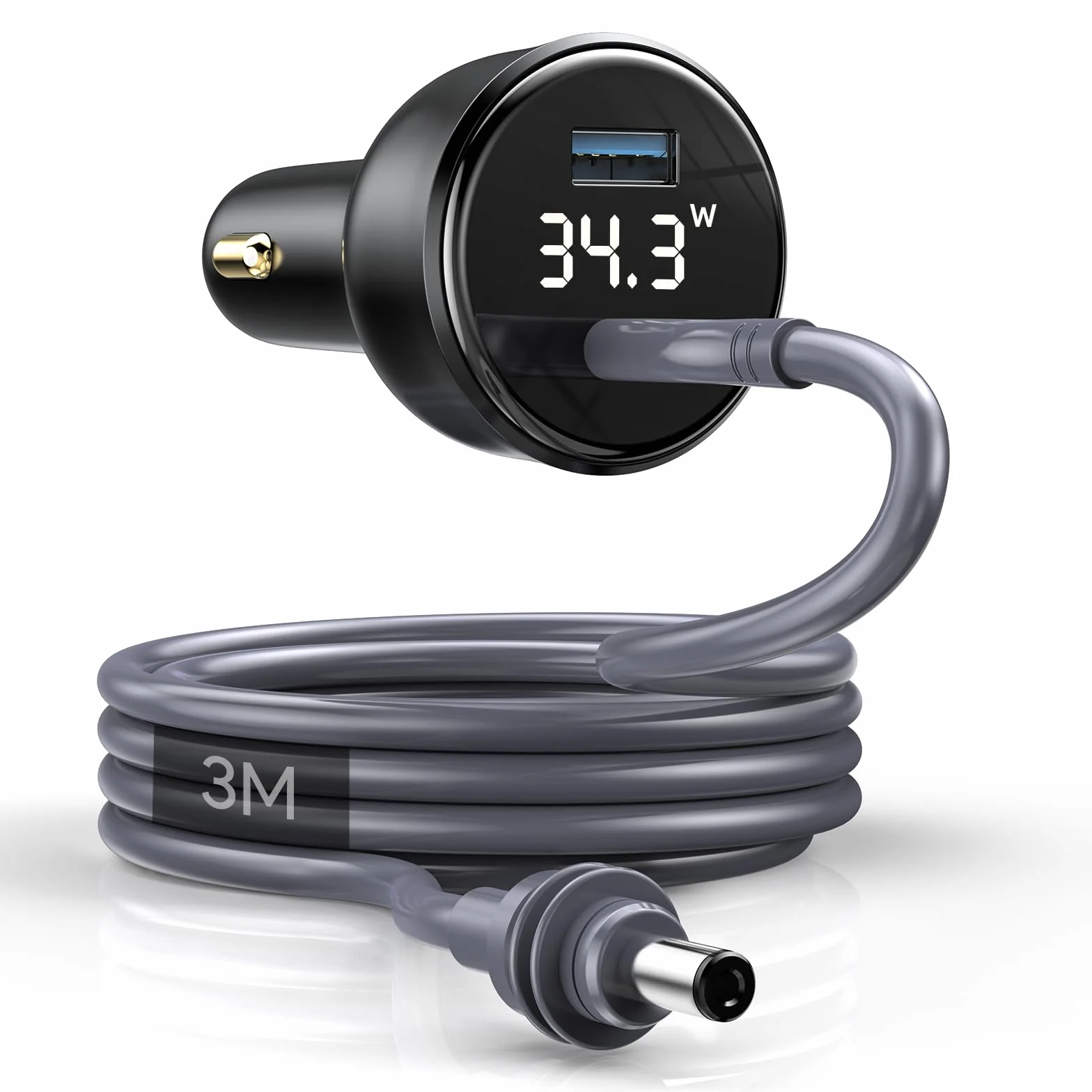 EDUP Star Link Mini adapter samochodowy, kabel zasilający DC + adapter do zapalniczki samochodowej Star Link 12 V-24 V z cyfrowym wyświetlaczem, wodoodporny kabel do ładowania samochodu ze złączem USB
