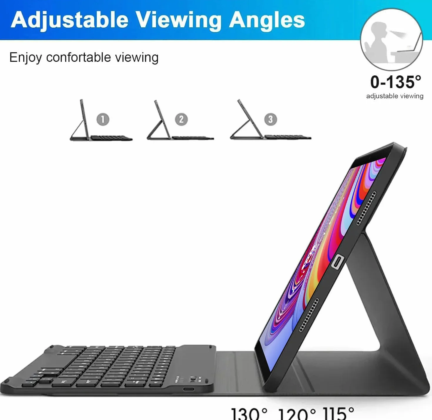 Etui z Klawiaturą Bezprzewodową Bluetooth dla Xiaomi Redmi Pad Pro 12,1 Cala 2024, Czarny
