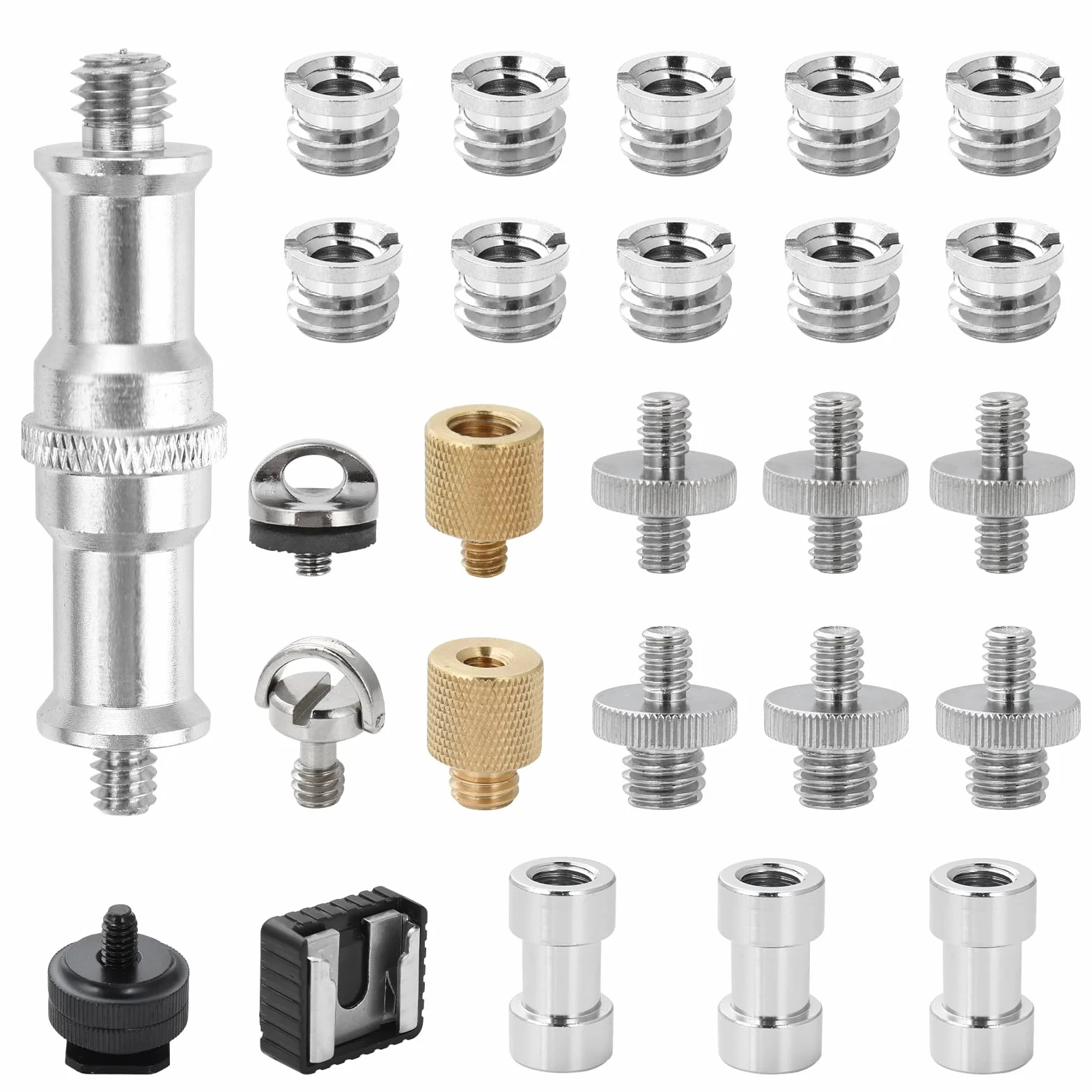 UTEBIT Śruba do aparatu 1/4 do 3/8 adapter adapter gwintowy zestaw, 26 szt. śruby mocujące czop aparatu, śruba statywu kompatybilna z magicznym ramieniem, zaciskiem kraba, głowicą kulową, monopod