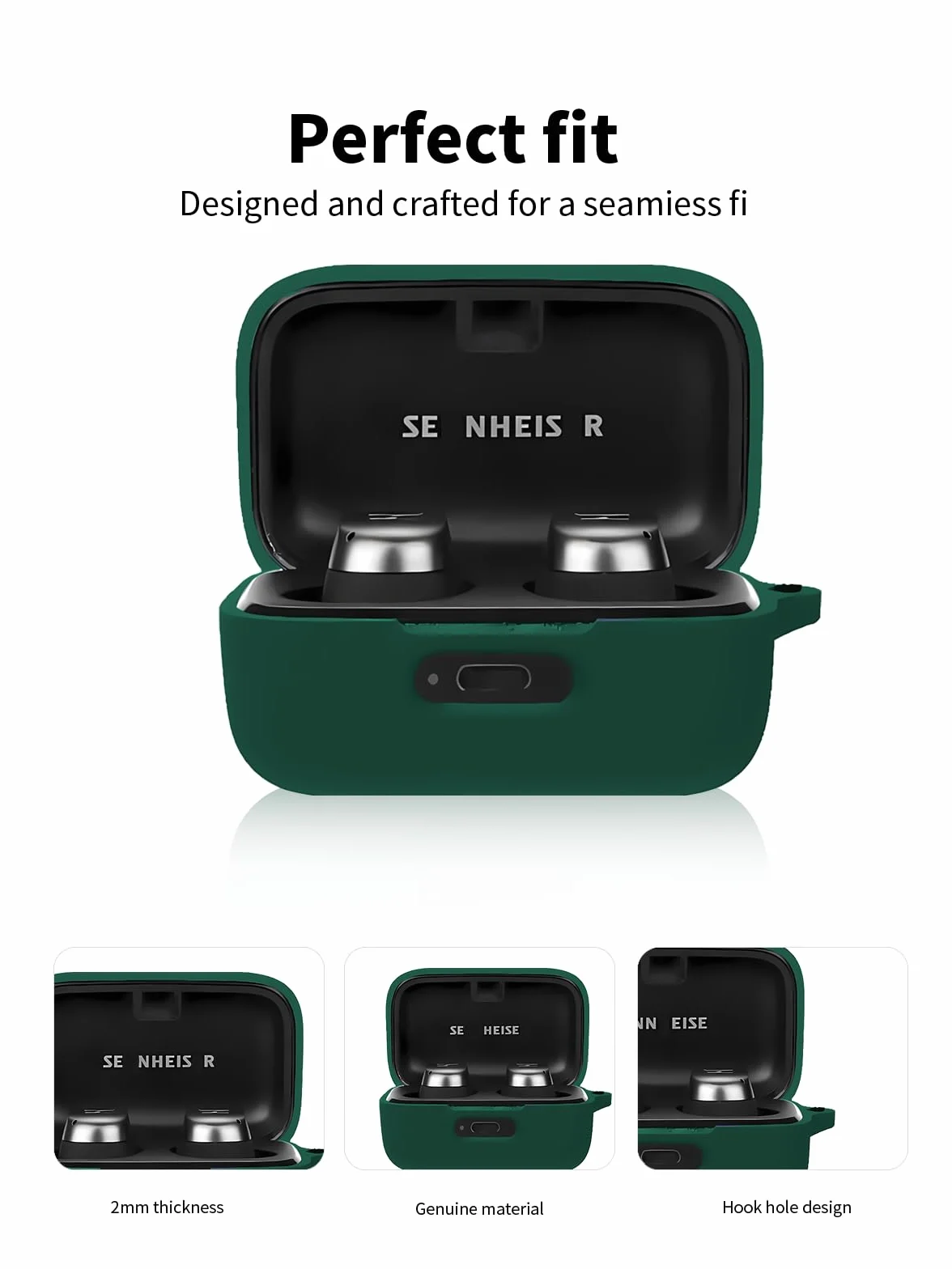 Silikonowe etui ochronne do słuchawek dousznych Sennheiser MOMENTUM True Wireless 4, trwałe i przyjazne dla środowiska etui na słuchawki Bluetooth z precyzyjnymi otworami i kompatybilnością z