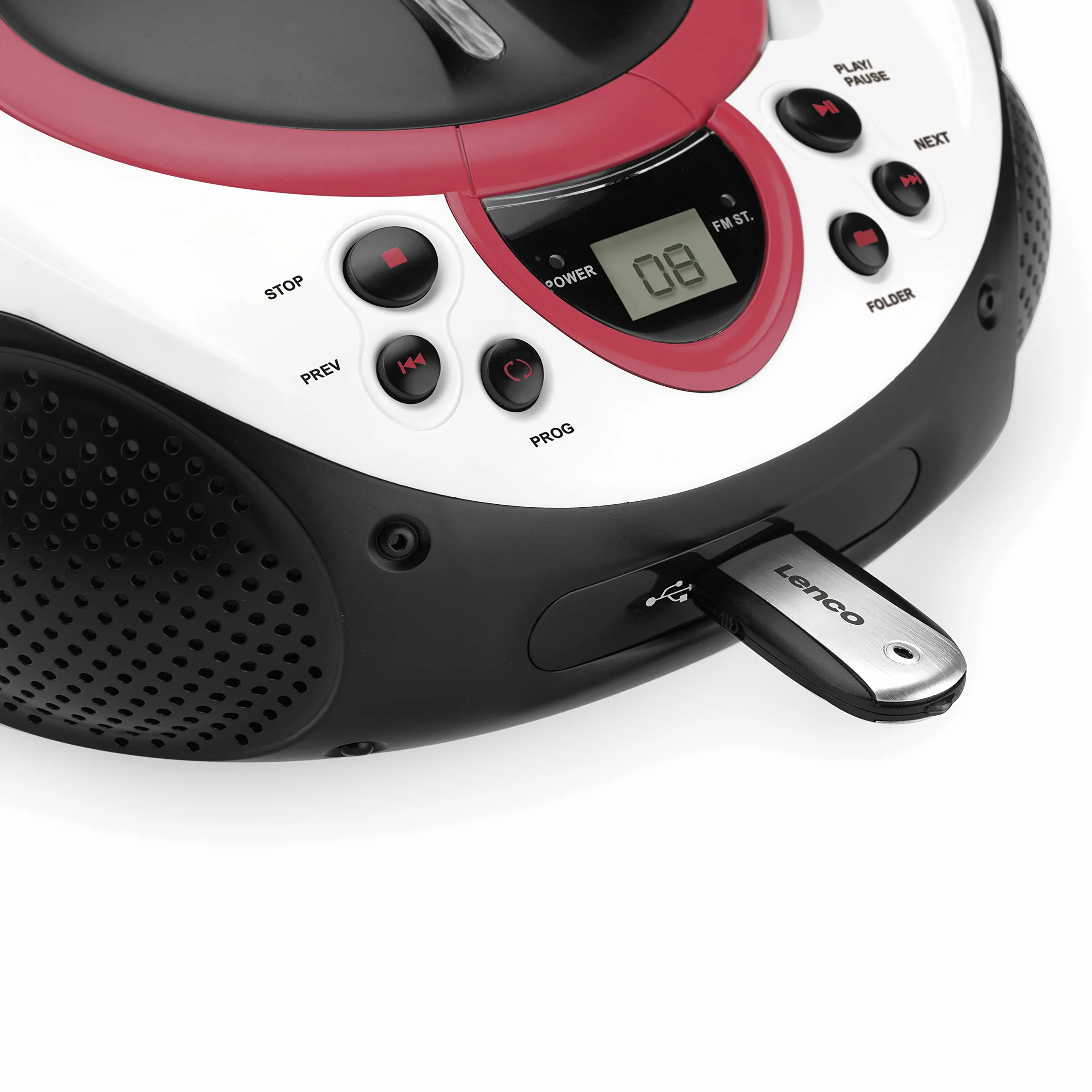 Lenco Dziecięce radio CD SCD-38 przenośne radio FM z odtwarzaczem CD/MP3 i USB w kolorze różowym