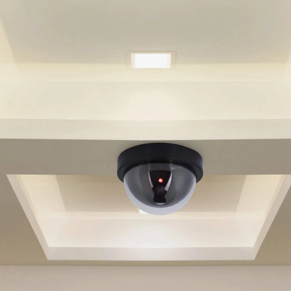 Atrapa kamery, Dummy Dome Camera Migające światło LED Symuluje kamerę bezpieczeństwa, Wewnętrzna zewnętrzna fałszywa kamera monitorująca Dummy Security Camera do domu/na zewnątrz