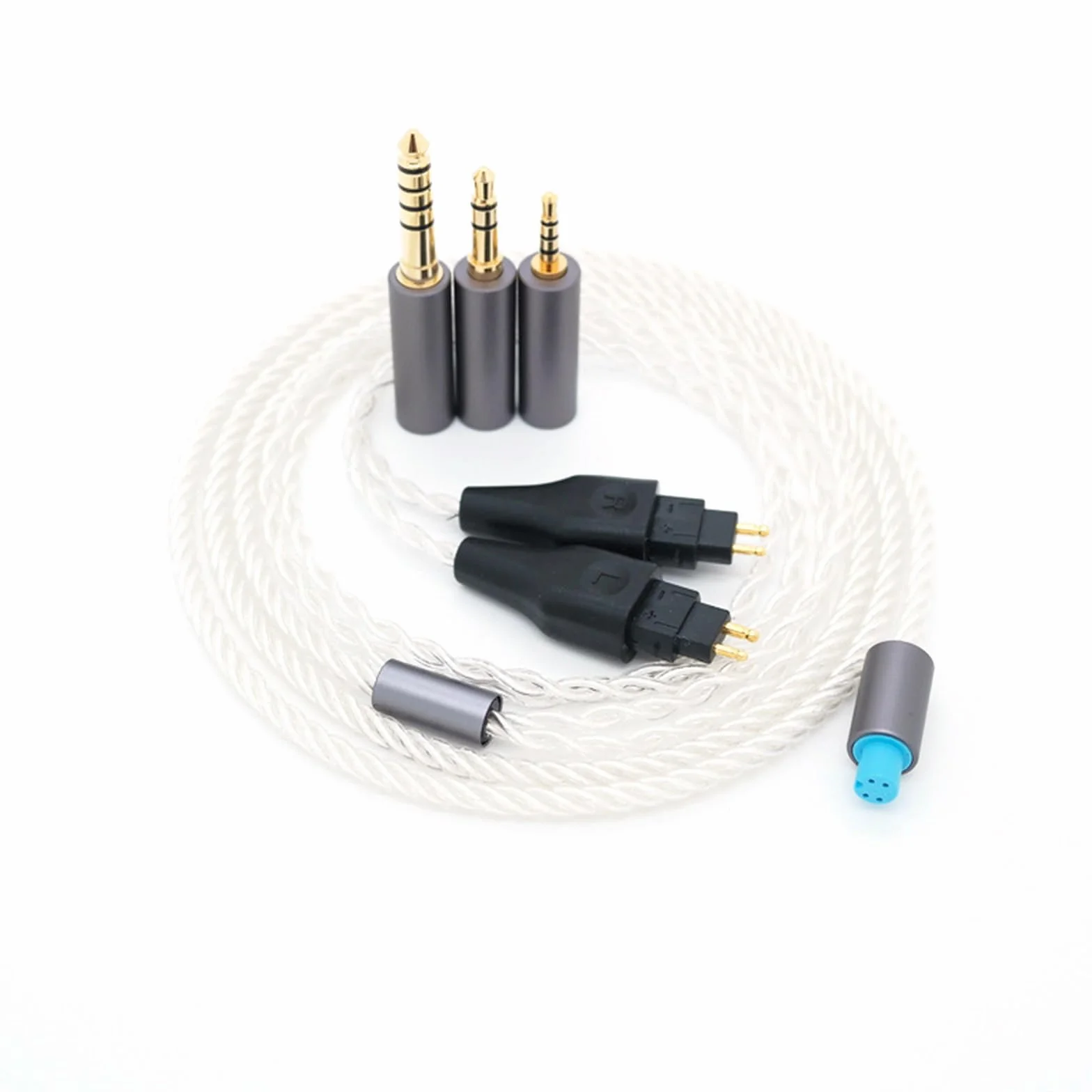 Zbalansowany Kabel z 4.4 mm,2.5 mm,3.5mm Adapterem do Sennheiser HD580 HD650 HD660 HD600S Słuchawki,HD414 HD25 3 w 1 Wymienny Aktualizacyjny Przewód(Srebrny)