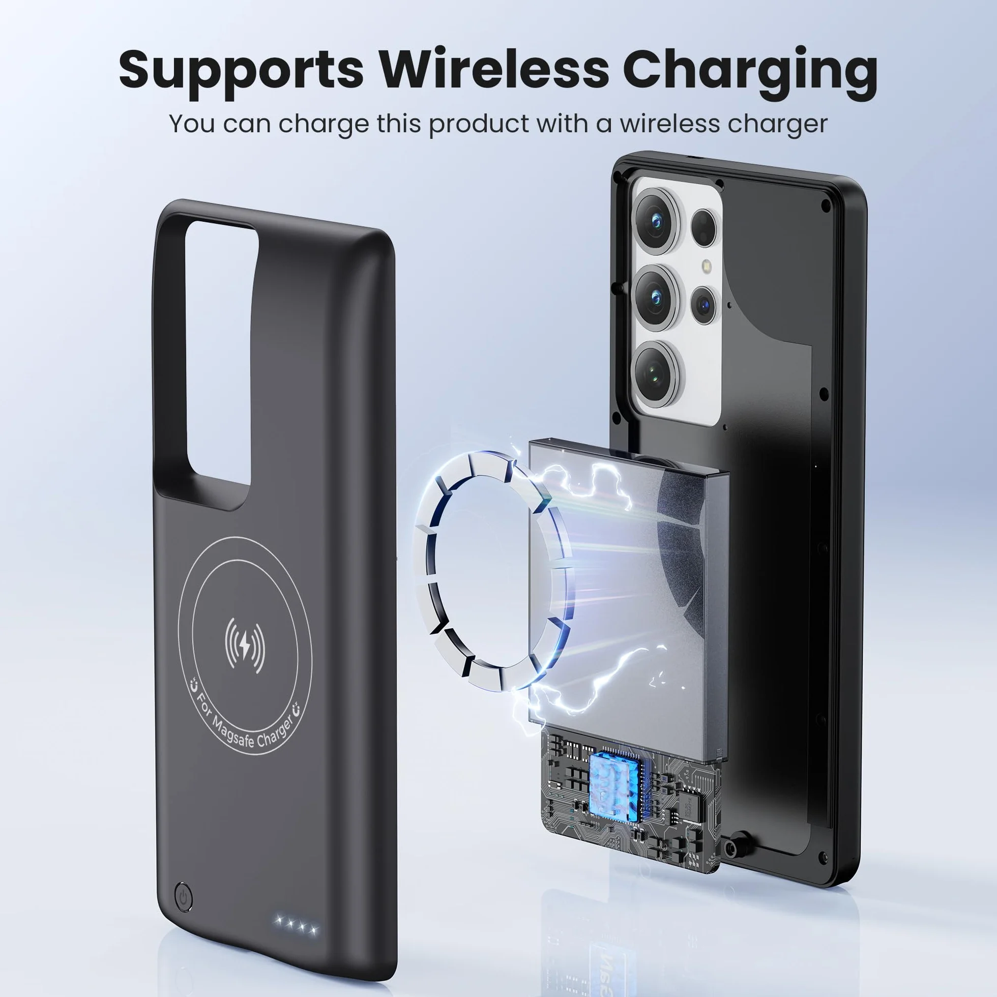Etui na baterie do Samsung S23 Ultra/S22 Ultra, prawdziwe etui na baterie 10000 mAh - Inteligentne bezprzewodowe etui do ładowania, przenośne obudowy zasilania, zewnętrzna bateria do ładowania Power