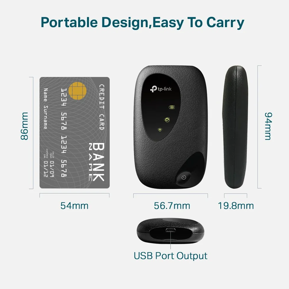 TP-Link M7200 | Przenośny Hotspot 4G LTE | Prędkość pobierania do 150 Mb/s | Obsługa do 10 urządzeń | Bateria 2000mAh | Plug & Play | Kompaktowy design