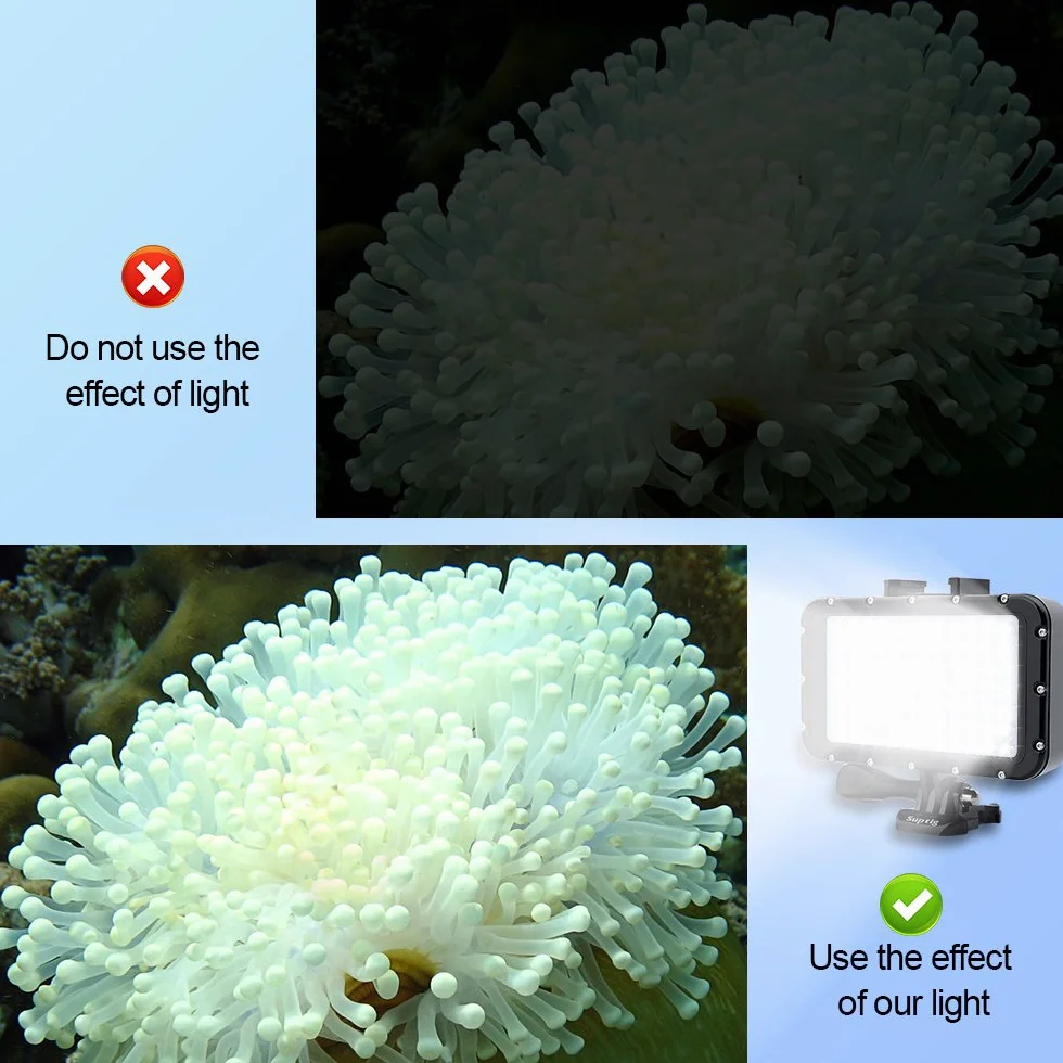 Suptig podwodne światła do nurkowania, 84 LED, wysoka moc, ściemniane, wodoodporne światło LED do 50 m, do nagrywania wideo, do Gopro, Canon, Nikon, Pentax, Panasonic Sony, lustrzanki Samsung