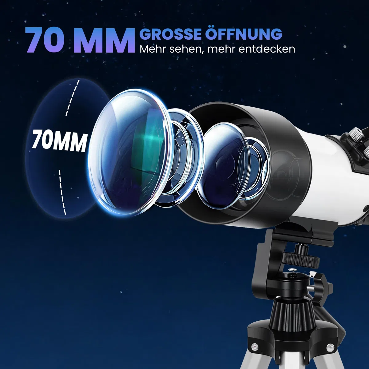 Outsunny Teleskop do astronomii, dla początkujących, dorosłych, 70 mm, Aperture 400 mm, AZ Mount, refraktor astronomiczny, teleskop dla początkujących, ze statywem, torbą, teleskopem podróżnym