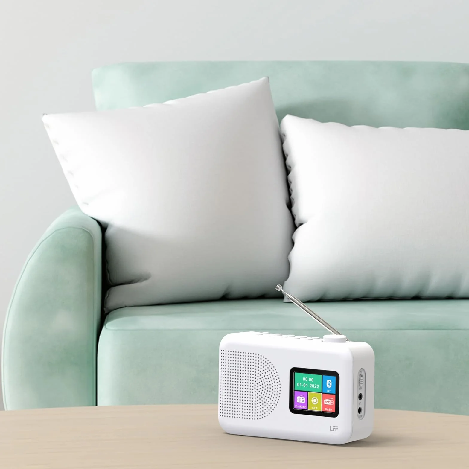 Radio Cyfrowe DAB Plus FM Bluetooth Małe z Kolorowym Wyświetlaczem Zasilanie Kablowe Bateryjne