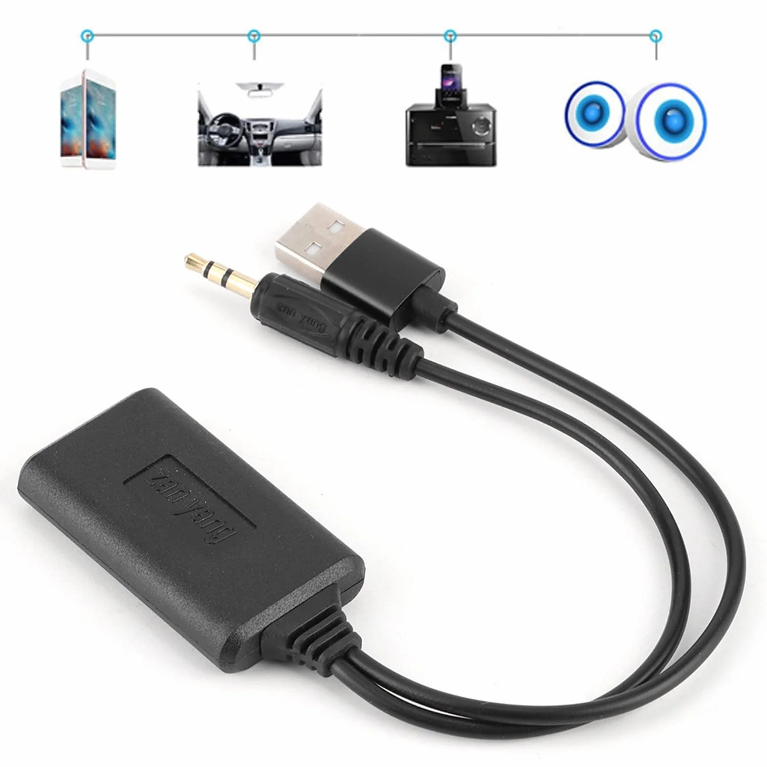 Adapter Samochodowy Bluetooth AUX Kabel Audio 3.5mm Jack Adapter Słuchawkowy, Bezprzewodowy Odbiornik Audio Stereo Bluetooth Jakość Dźwięku HIFI Odbiornik Bluetooth