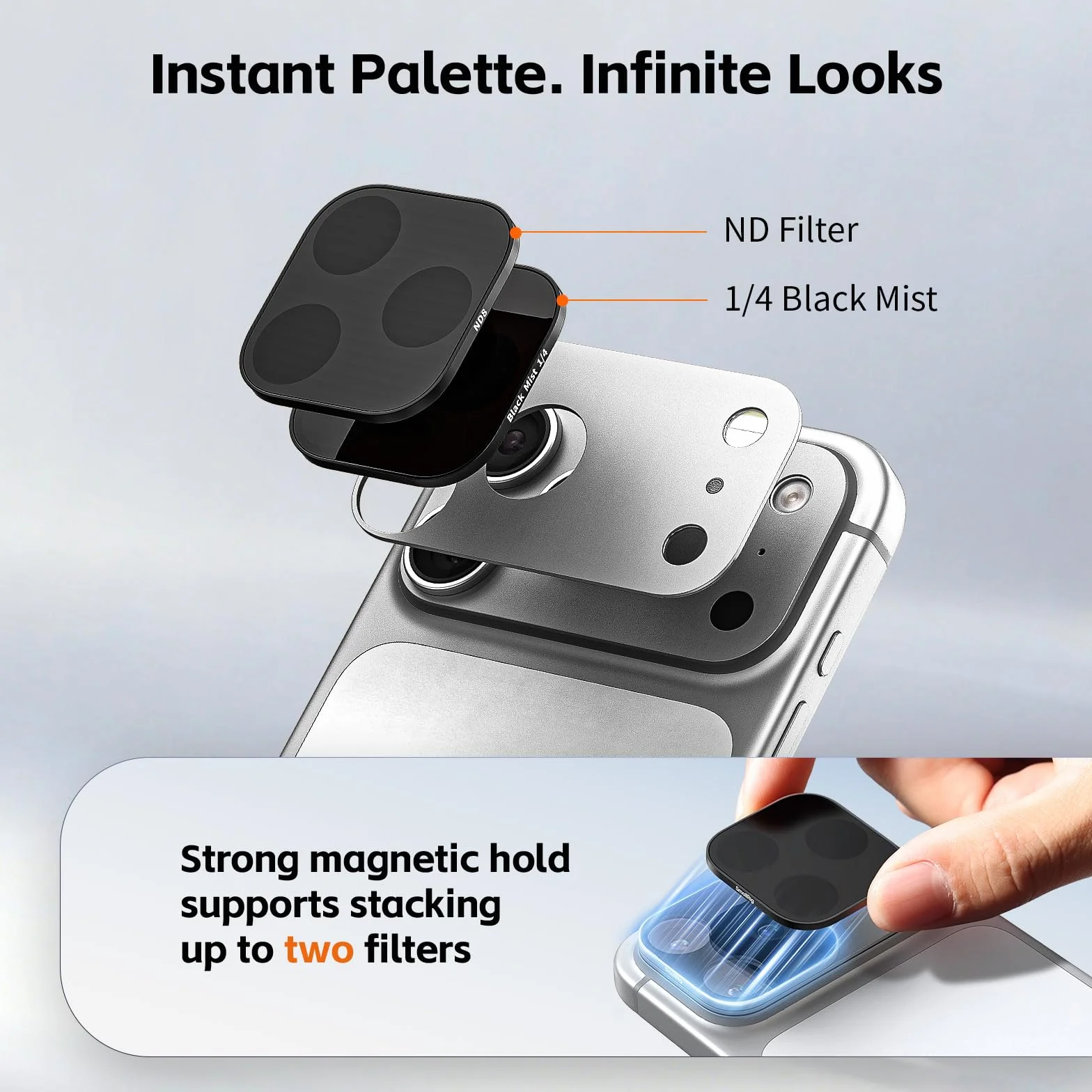 SmallRig Kwadratowy zestaw filtrów ND i czarnej mgły do iPhone'a 17 Pro (srebrny) 6074