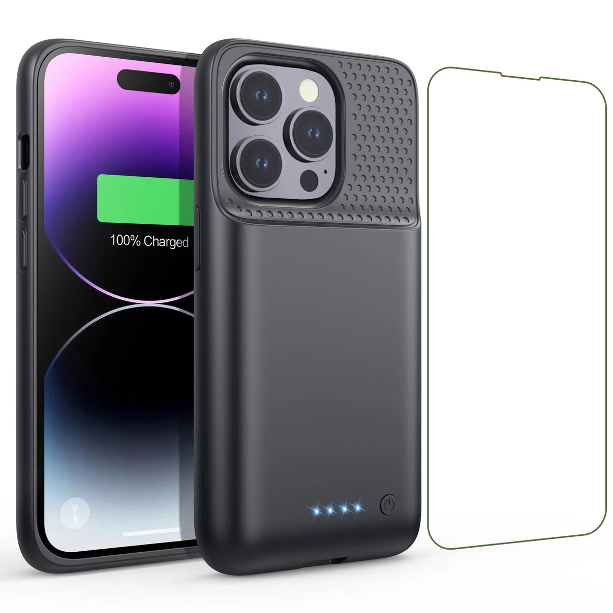 Feob Etui na baterie do iPhone 14 Pro (6,1 cala) 7200 mAh Akumulator Potężna bateria zewnętrzna Power Bank Przenośna ładowarka Etui na baterie do iPhone 14 Pro-Czarny
