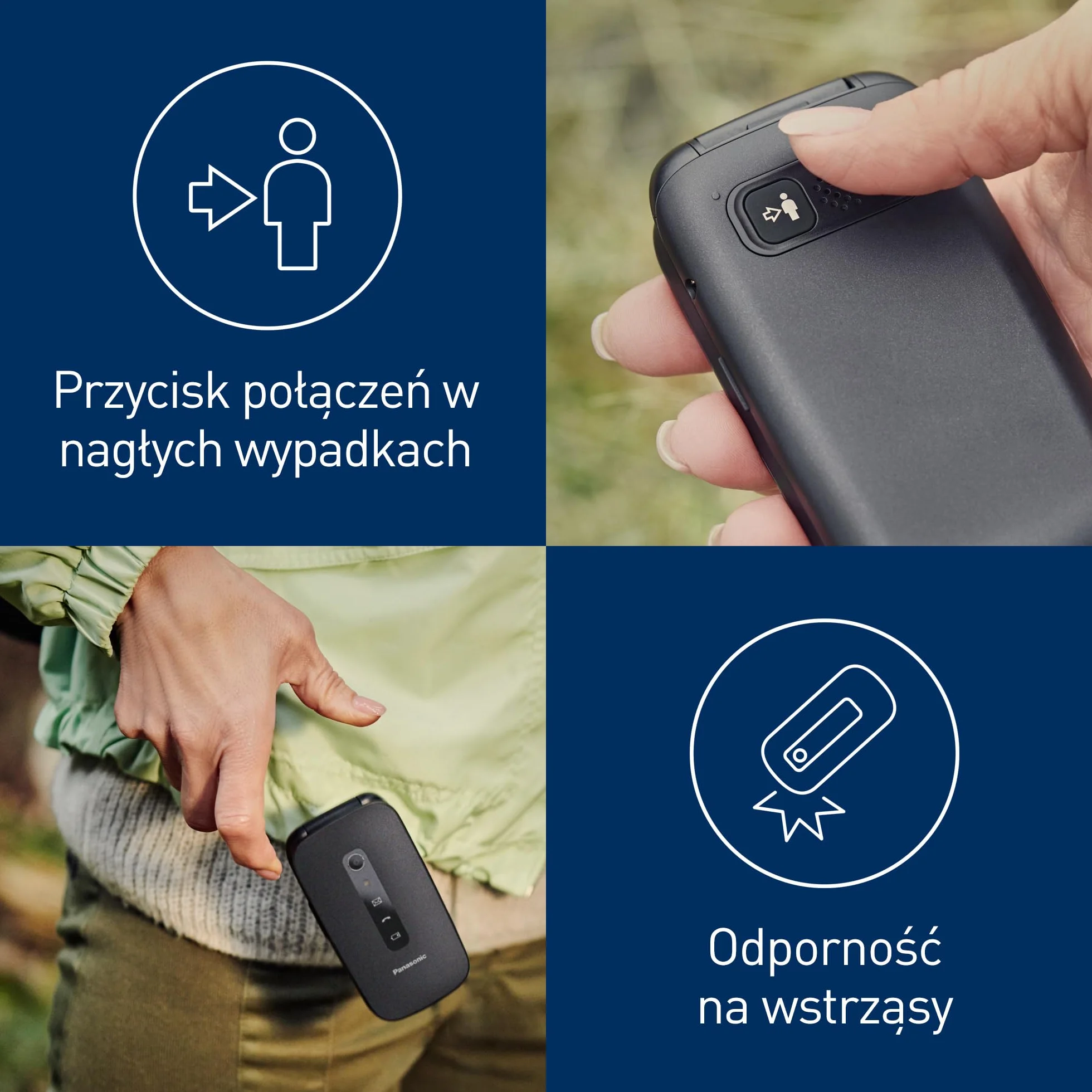 Panasonic KX-TU550 telefon dla seniora z klapką (duży ekran 2,8", aparat 1,2 MP, Clear Voice VoLTE, połączenia priorytetowe, tryb głośnomówiący), czarny