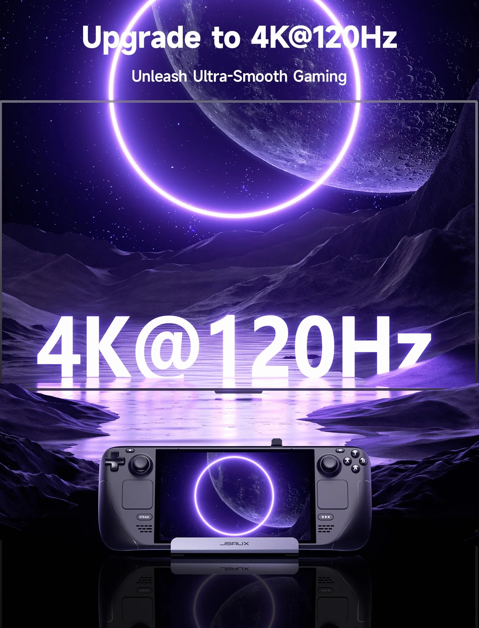 JSAUX Stacja dokująca 45W 6-w-1 do Steam Deck, HDMI 2.0 4K@60Hz, Gigabit Ethernet, USB 3.0