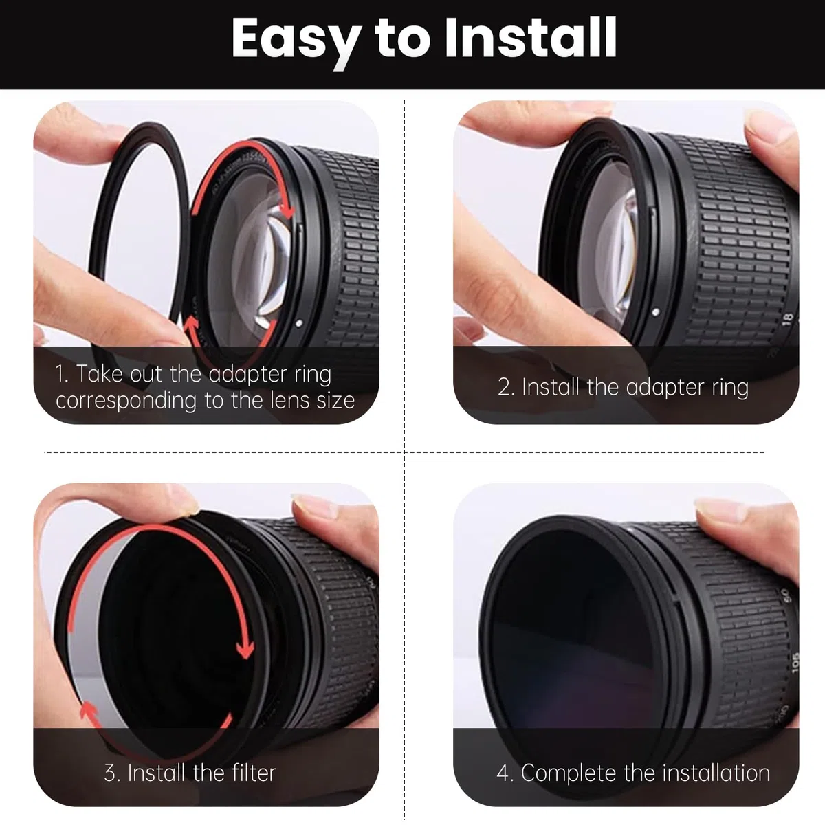 Metalowy adapter do filtra Step-Down Ring – 67 mm na 49 mm – metalowy pierścień step-down adapter do filtrów, kompatybilny ze wszystkimi 49 mm UV, CPL, ND, osłonami obiektywu, obiektywami gwintowanymi