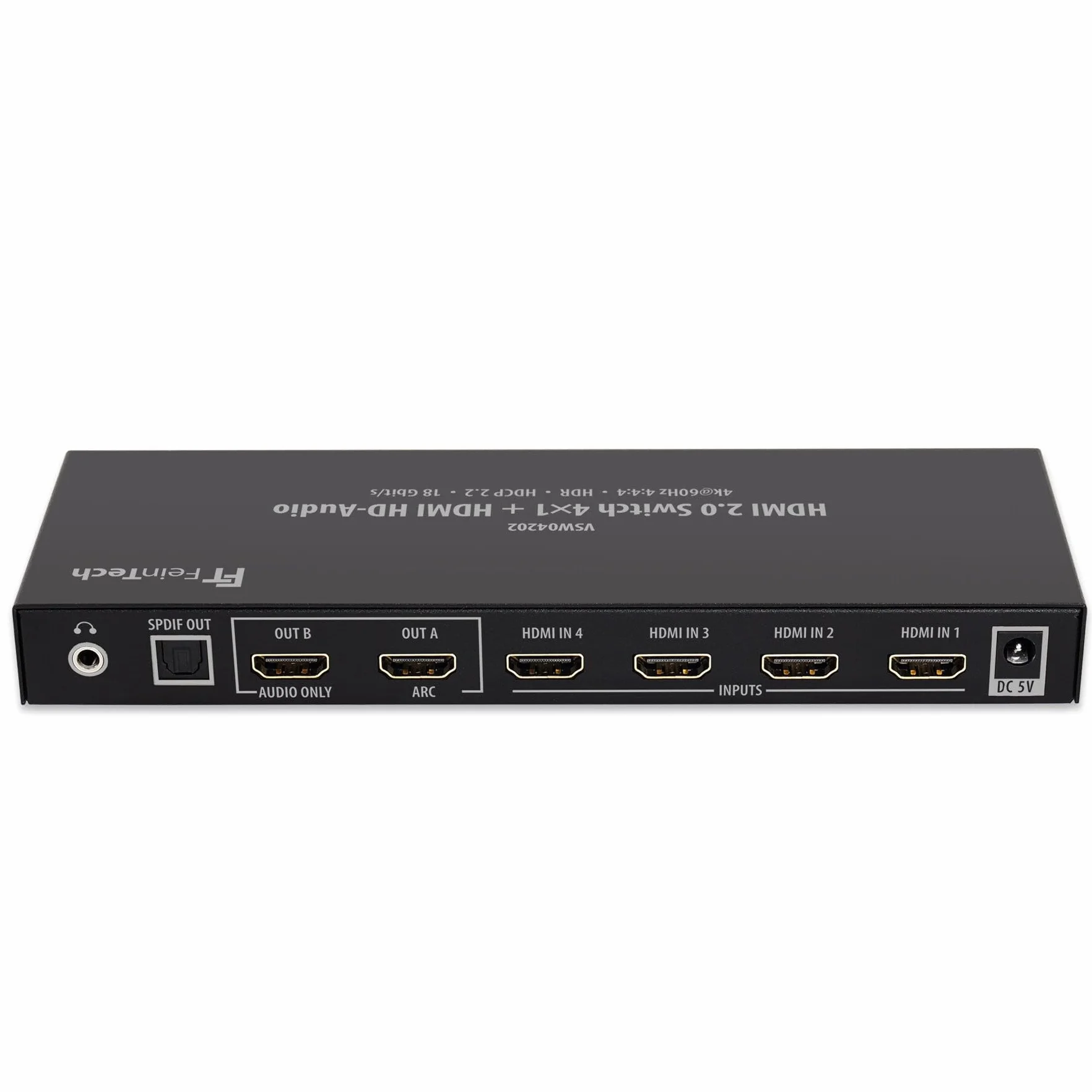 FeinTech HDMI 2.0 Switch 4x1 HD-Audio Extractor 7.1 ARC 4K 60Hz HDR CEC