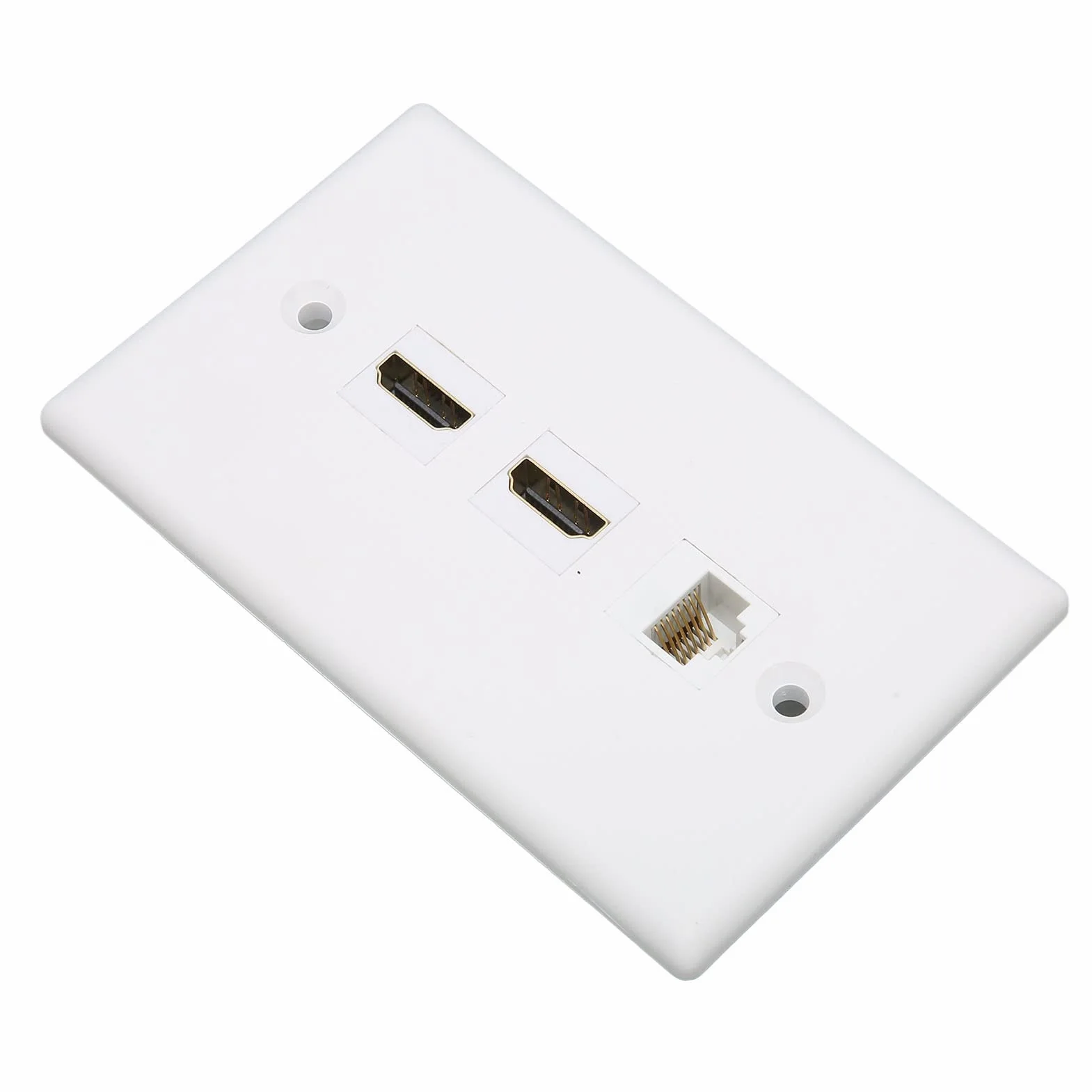 Płytka ścienna HDMI Ethernet, Gniazdo Keystone RJ45 Cat6 i 2 Gniazda Multimedialne 4K HD, Płytka ścienna Ethernet Bez Lutowania dla Projektora HDTV