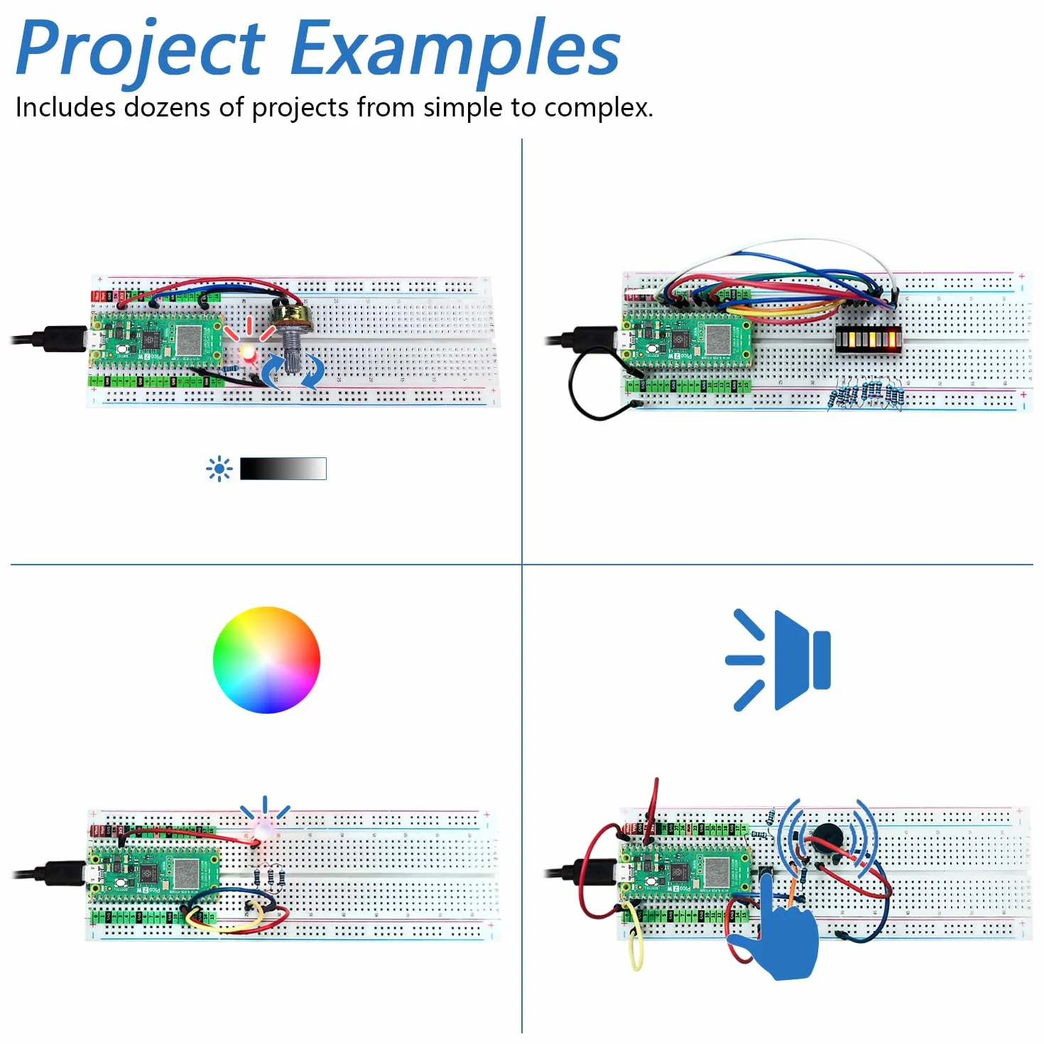 Freenove Basic Starter Kit for Raspberry Pi Pico 2 W (Included), Dual Arm Cortex-M33 and Dual Hazard3 RISC-V Microcontroller, 386-Page Detailed Tutorial, 142 Items, 55 Projects, Python C Code