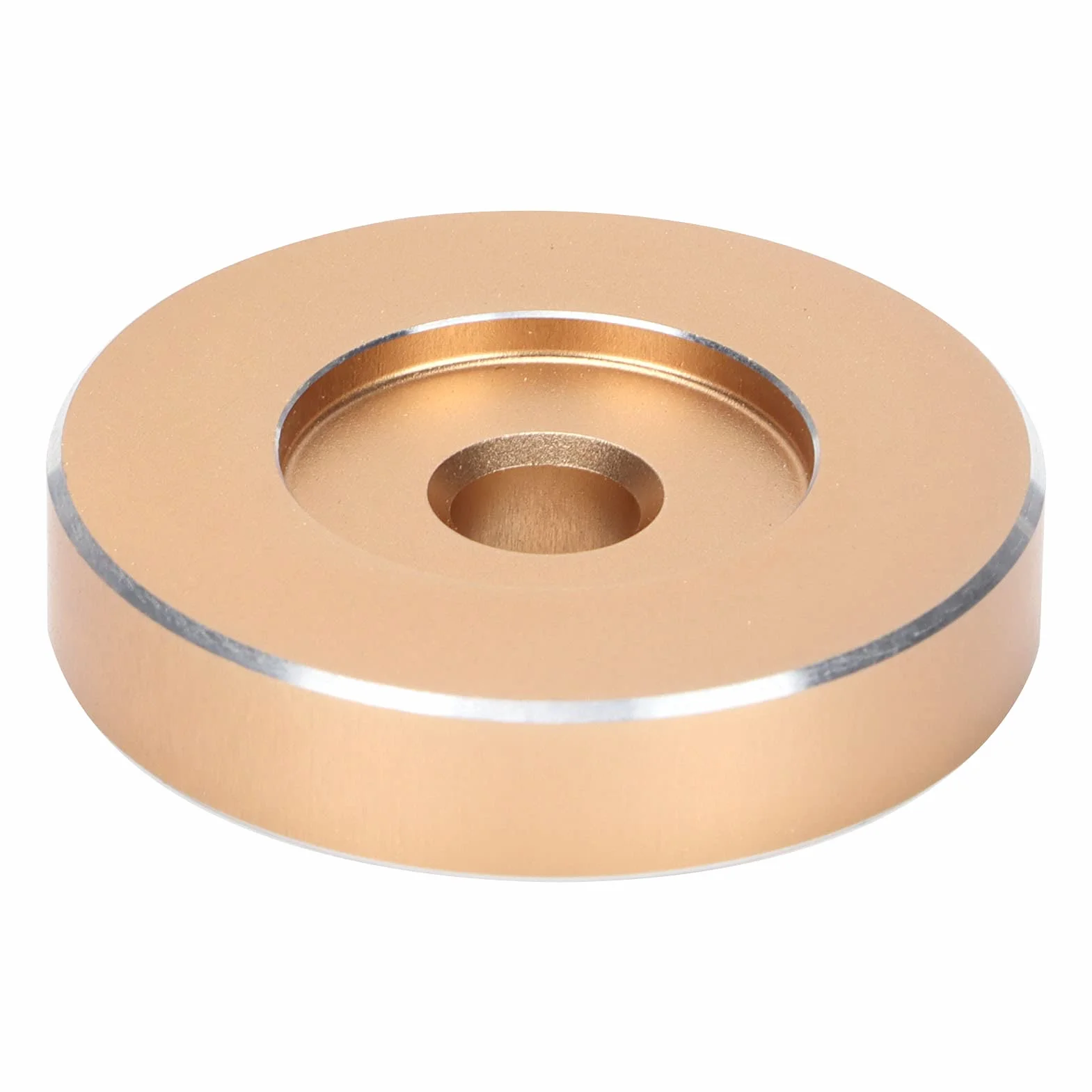 Aluminiowy Adapter 45 Obr./min, 7-calowy do Płyt Winylowych, Gramofonowy Zaciskowy, do Większości Płyt z Dużymi Otworami (Złoto)