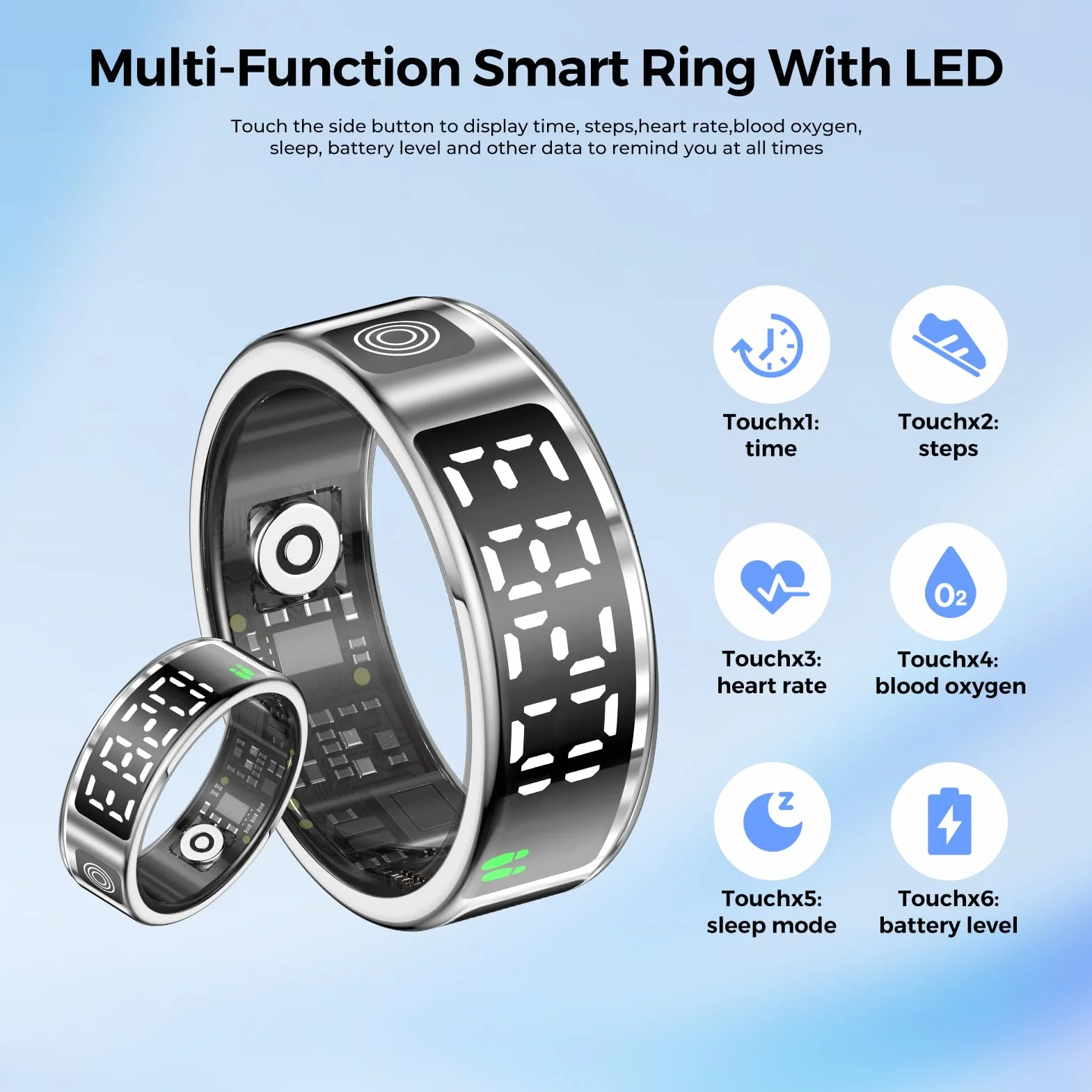 Smart Ring Tracker zdrowia IP68 wodoodporny monitorowanie tętna tlenu we krwi snu ruchu bez opłaty