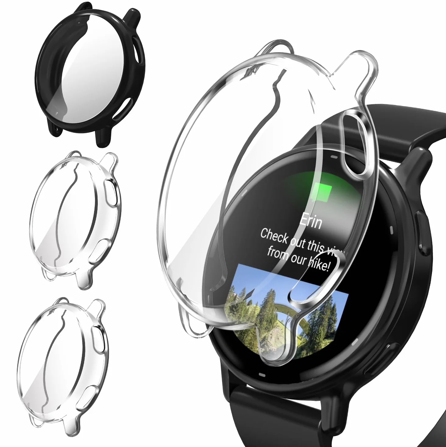 ivoler 3 sztuki etui z osłoną ekranu do Garmin Vivoactive 5, pełne etui ochronne z miękkiego TPU cienkie, odporne na wstrząsy odporne na zarysowania (2 przezroczyste 1 czarne)