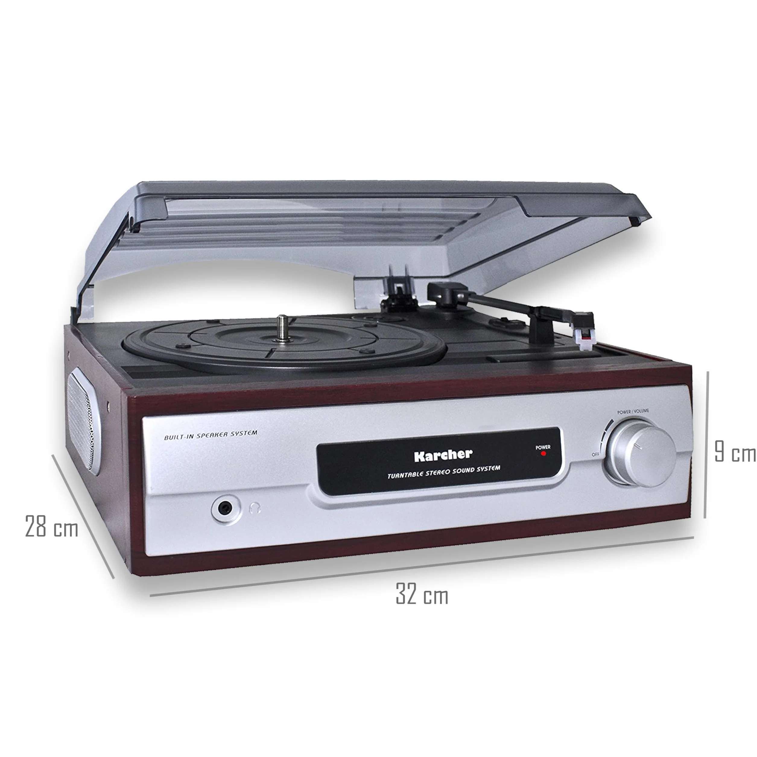Kärcher KA8050 Gramofon z Wbudowanymi Głośnikami, Wielokolorowy, 28.8 x 31.7 x 14.3 cm